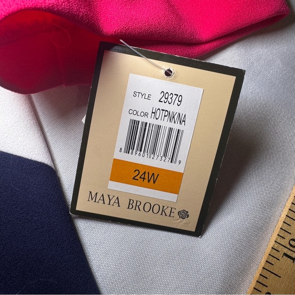 Maya Brooke Vintage 2 Piece Dress Suit Blazer Set Womens Size 24W NWT Colorblock - Picture 12 of 16